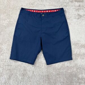 Puma Golf Shorts Mens 34 Navy Blue Performance Flat Front Athletic Tech